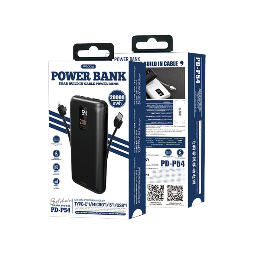 Proda Micro/Type C/Lightening Powerbank 20000 mAh PD-P54
